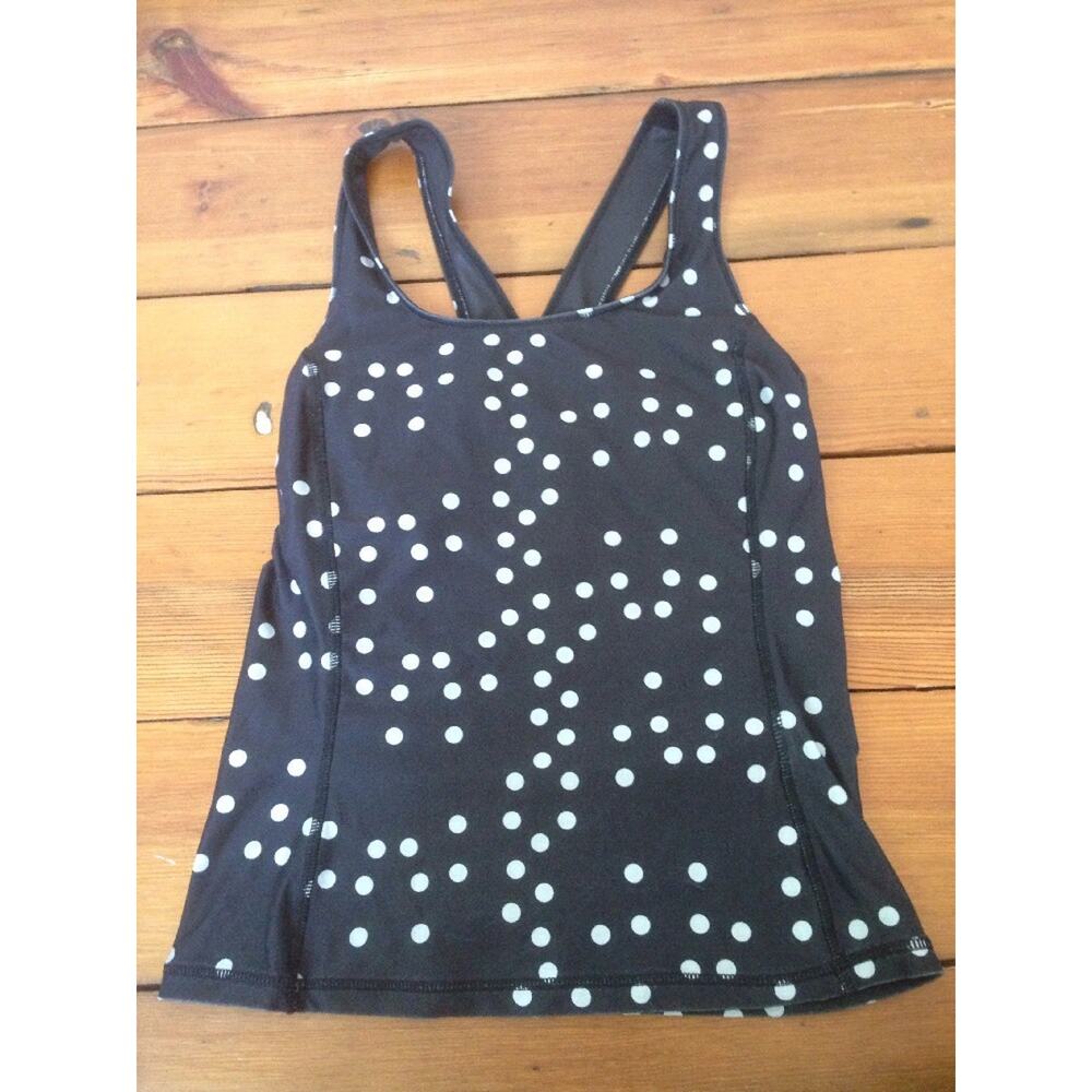 Nike Fit Dry Dri Black Bra Polka Dot Racerback Tank Workout Shirt XS-S 4-6
